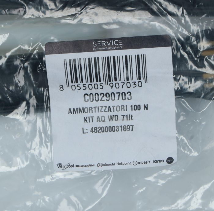 Амортизатор пральної машини 100N, INDESIT, WHIRLPOOL 482000031897, C00290703