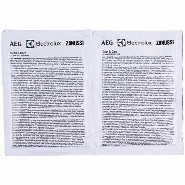 Порошок 2 пакети від накипу та жиру для пральних та посудомийних машин ELECTROLUX 9029791267, 9029792745, 9029803831,9029798056, 9029798072